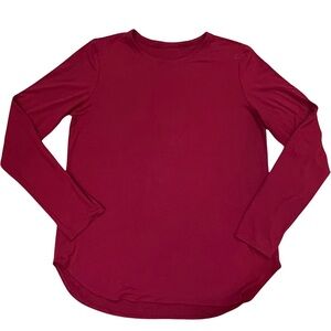 Eileen Fisher $98 Viscose Jersey Crew Neck Top Hibiscus Burgundy Medium M